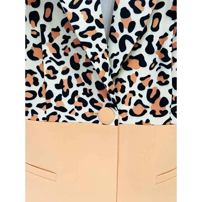 Women's Leopard Print Trousers Suit 2 Piece Animal Print Pant Suit