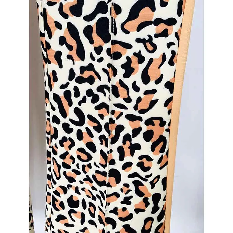 Women's Leopard Print Trousers Suit 2 Piece Animal Print Pant Suit