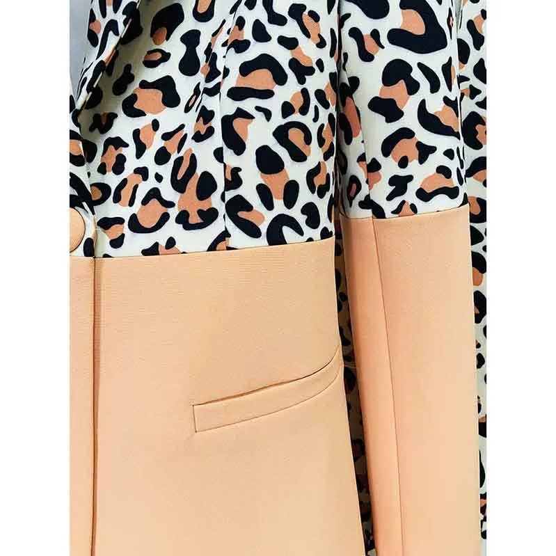 Women's Leopard Print Trousers Suit 2 Piece Animal Print Pant Suit