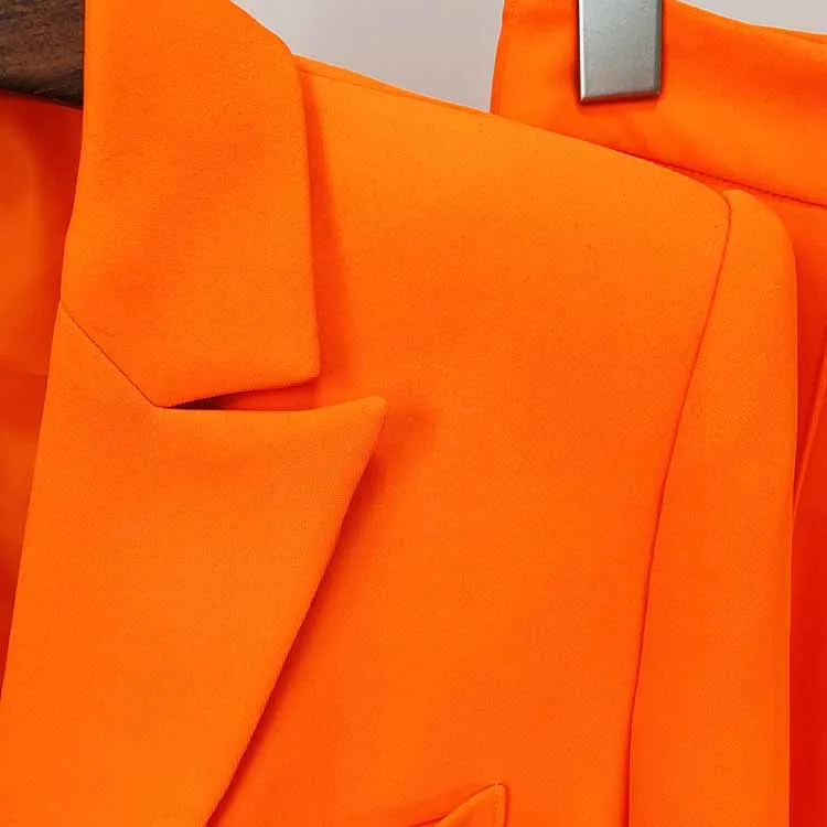 Women's Orange Double Breasted 2 Piece Pant Suit Sizes 6-14