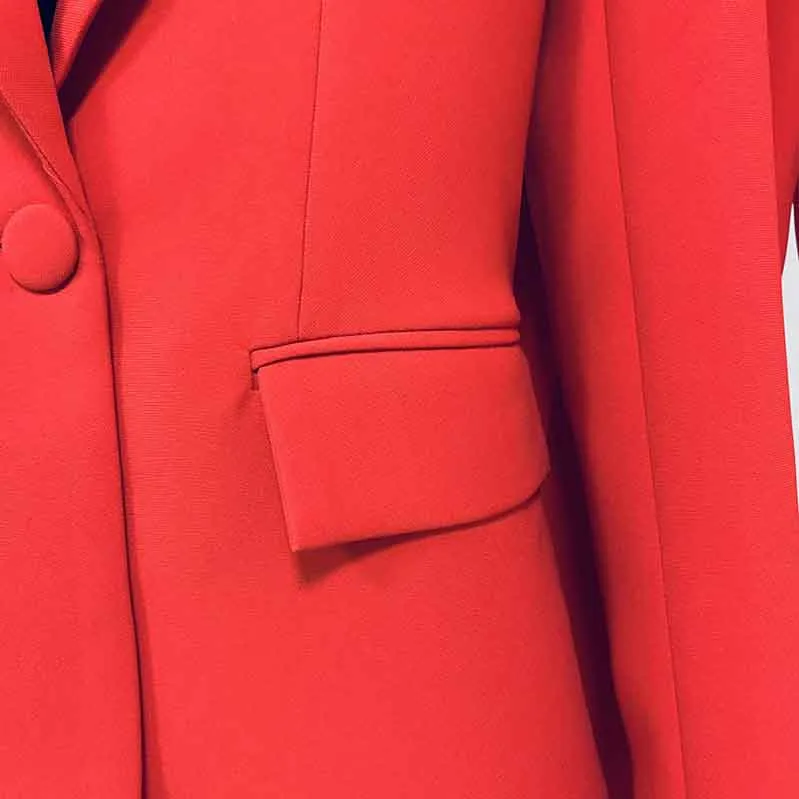 Women's Red Pantsuit Blazer High Waisted Flare Pants Suit Wedding Pantsuit