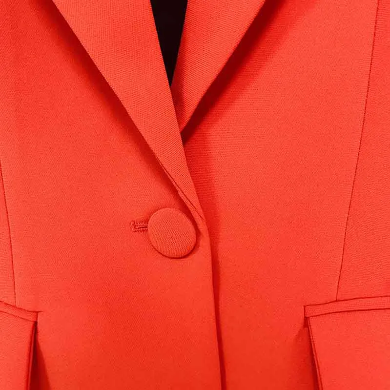 Women's Red Pantsuit Blazer High Waisted Flare Pants Suit Wedding Pantsuit