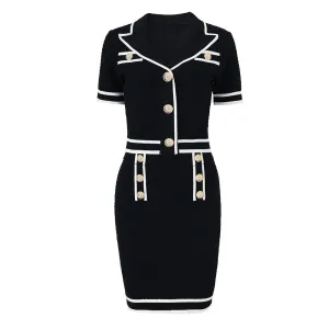 Womens Two Pieces Suit Short-Sleeve Knit V Neck Shirt   Knit Mini Skirt Set