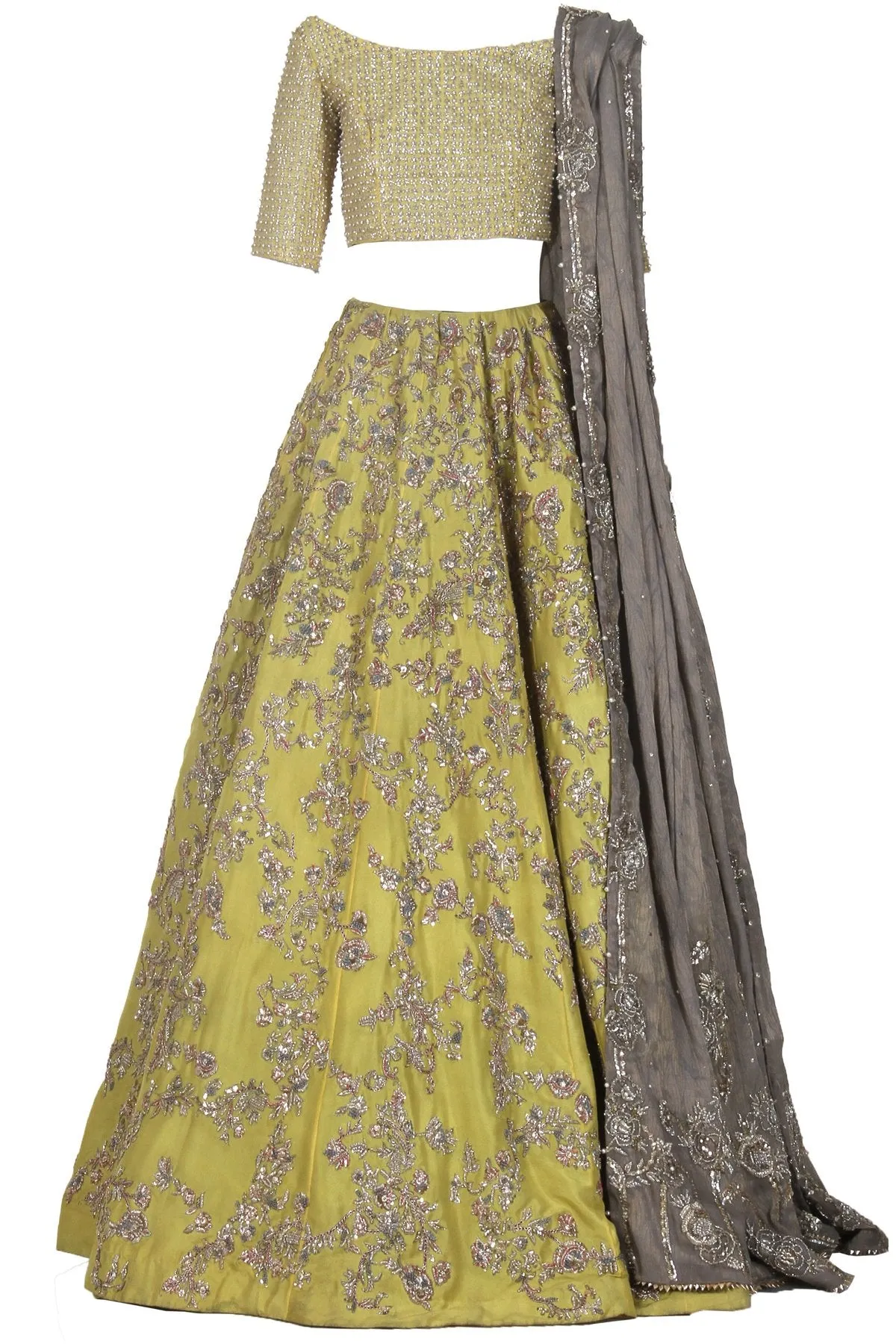 Yellow Color Wedding Haldi Lehenga