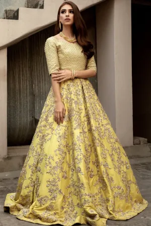 Yellow Color Wedding Haldi Lehenga