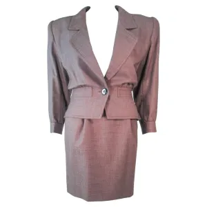 YVES SAINT LAURENT 1970s Brown Skirt Suit Size 46