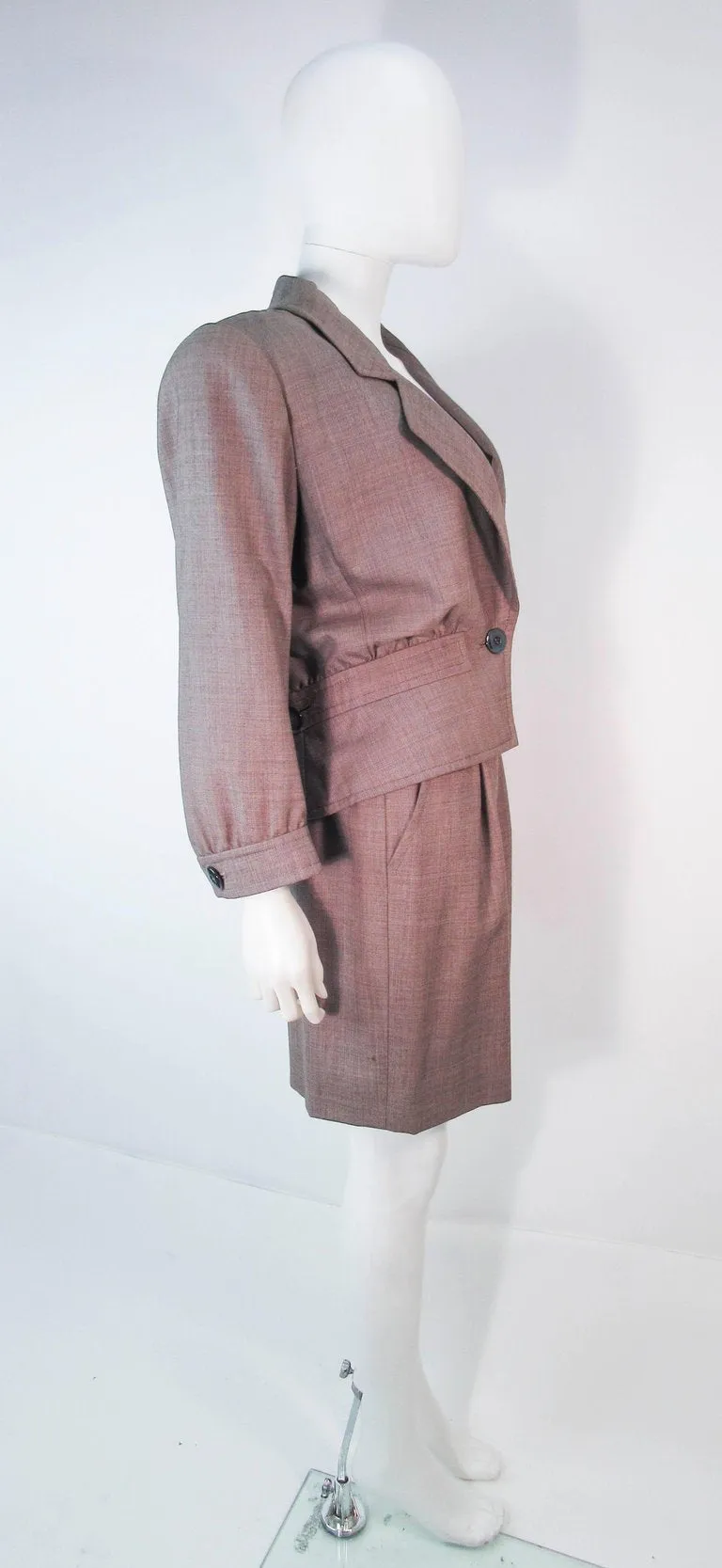 YVES SAINT LAURENT 1970s Brown Skirt Suit Size 46