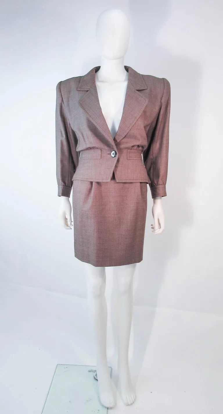 YVES SAINT LAURENT 1970s Brown Skirt Suit Size 46