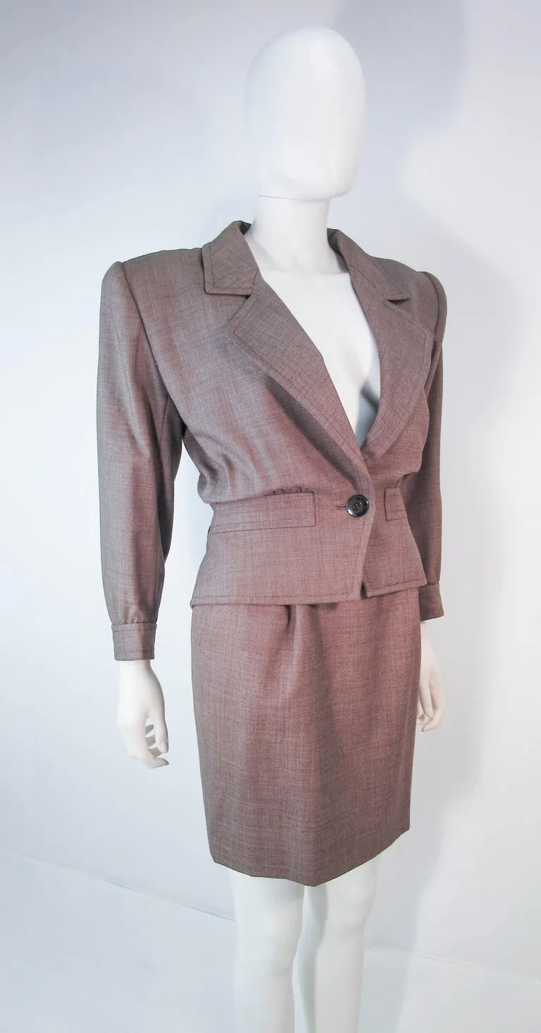 YVES SAINT LAURENT 1970s Brown Skirt Suit Size 46