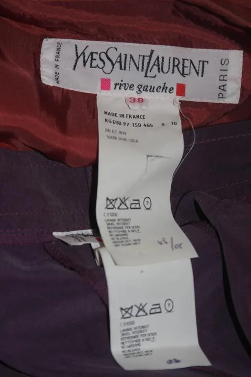 YVES SAINT LAURENT Mauve Silk Three Piece Pant Suit Size 38