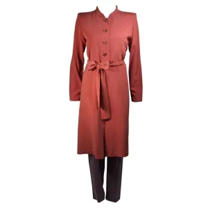 YVES SAINT LAURENT Mauve Silk Three Piece Pant Suit Size 38