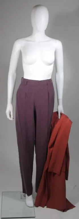 YVES SAINT LAURENT Mauve Silk Three Piece Pant Suit Size 38