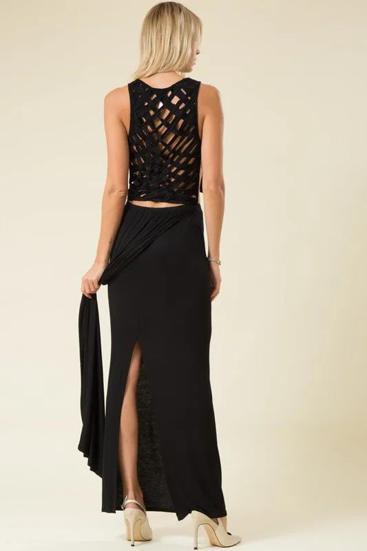 YVETTE OPEN BACK MAXI DRESS