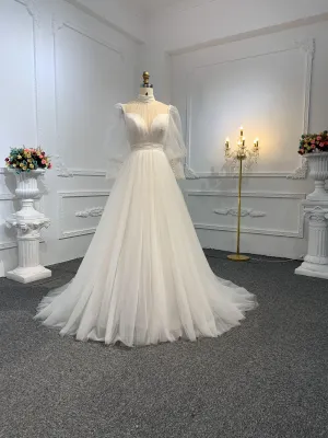 Z026- BYG Organza wedding dress with tail